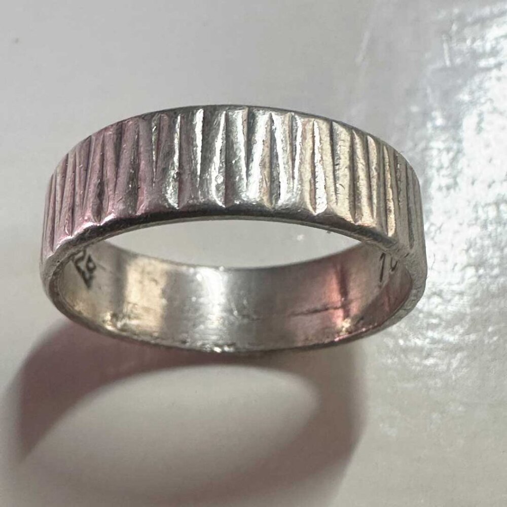 Vintage 1974 Sterling Silver Wedding Band | Dated 18-7-74 | Textured Bark Finish